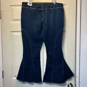 We The Free People Curvy Last Dance Low Rise Flare Pull On Jean Dark Blue 35 NWT thumbnail 5