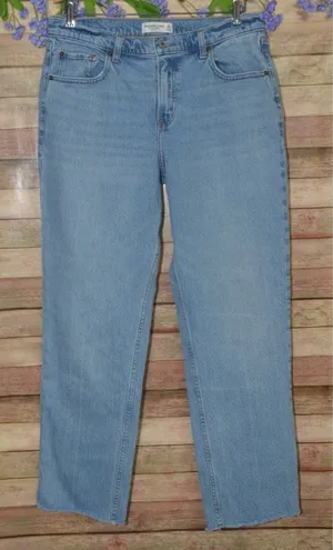 Abercrombie Fitch 90s Straight Mid Rise Curve Love Jeans 31 Regular Light Wash thumbnail 1