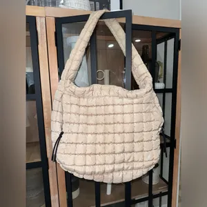 FP Movement quilted tote bag carryall beige sand hobo large zipper shoulder thumbnail 3