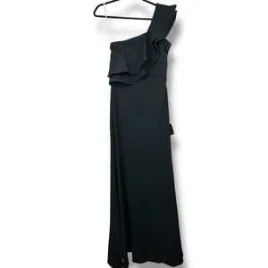 NEW Lulus Grand Beauty Black Ruffled One-Shoulder Mermaid Maxi Dress Large thumbnail 5