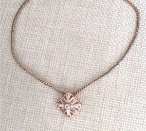 Madison Rose Gold Necklace Pendant Square Charm thumbnail 2