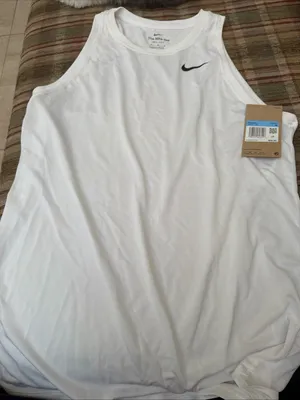 Nike White Tank Top with Black Swoosh thumbnail 1