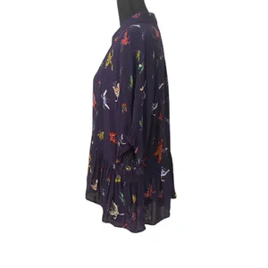 Maeve by Anthropologie Butterfly Print Peplum Blouse Top M Boho Fairy Whimsical thumbnail 5