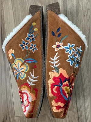 Johnny was TALINE MULE suede clog embroidered size 6 thumbnail 3