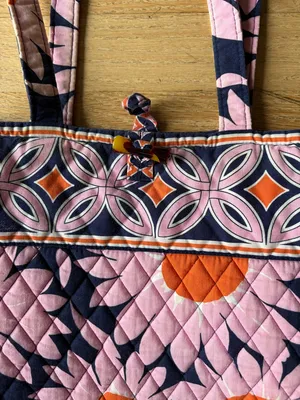 Vera Bradley Pink, Orange & Navy Quilted Floral Tote thumbnail 2