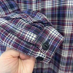 L.L Bean Fleece Lined Flannel Plaid Button Shirt Jacket Purple Womens Size Small thumbnail 5