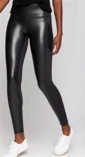 Athleta Faux Leather‎ Gleam Leggings Womens Medium Black High Rise Yoga Pants thumbnail 1
