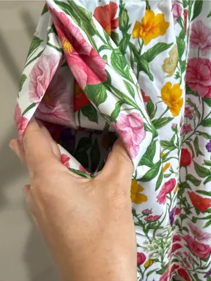 Prosperina Floral Cotton Midi Skirt XS NWT Belted Cottagecore Lined Pockets thumbnail 5