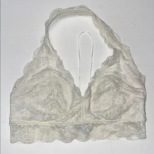Aerie Lace Halter Bralette - Soft White large lined thumbnail 1