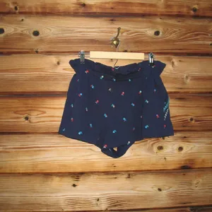 NWT Something Navy Blue Floral Embroidered High Waist Shorts thumbnail 5