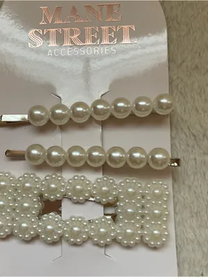 Mane Street Pearl Glam Barrettes - Cream (Set of 3) thumbnail 3