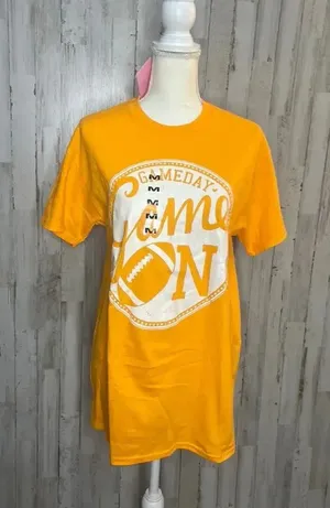 NWT It's a Girl Thing Football Graphic‎ Tee Orange Women's Medium Short Sleeve thumbnail 1
