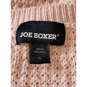 Joe Boxer Pink Green White Striped Pullover Open Knit Crew Neck Sweater 2x thumbnail 10