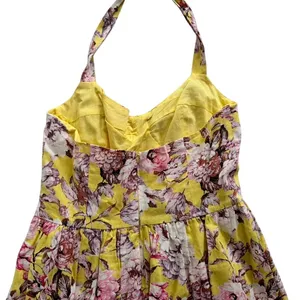 Bardot Labella Midi Dress Yellow Floral Size 6 Linen Bustier Halter Vintage Vibe thumbnail 6