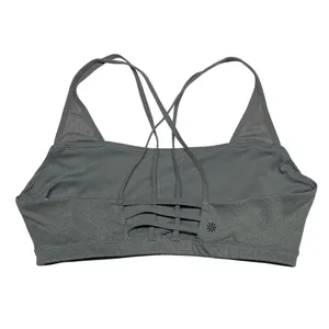 Athleta Womens Sports Bra XL Gray Strappy Back Light Support EUC thumbnail 2