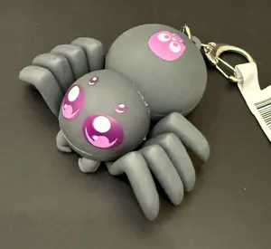 SPIRIT HALLOWEEN Gray Spider 3D Figural Bag Charm Keychain thumbnail 1