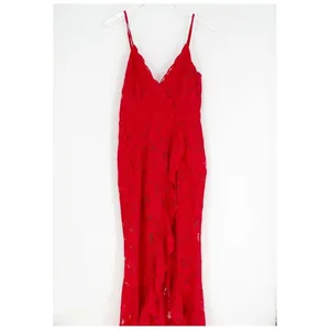 MAJORELLE Paisley Lace Slit Front‎ Maxi Dress Women's L Red Formal thumbnail 3