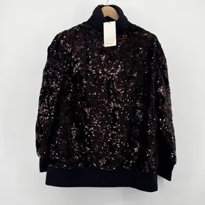 NWT Zara Trafaluc Black w/ Red Sequin Turtleneck Sweater Women's Size‎ Medium thumbnail 2