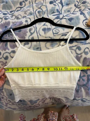 Lace bottom white crop tank top thumbnail 4