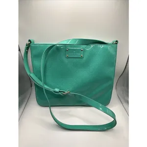 Kate Spade Metro Darby Crossbody Turquoise Aqua Die Cut Spades Patent Leather thumbnail 9