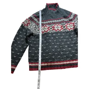 Casual Corner Vintage Nordic Fair Isle Wool Blend Mock Neck Sweater Gray XL thumbnail 6