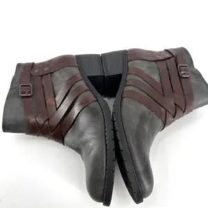 EuroSoft Phoebe Faux‎ Leather Buckle Accent Boot Bootie Size 7 Gray & Brown thumbnail 4