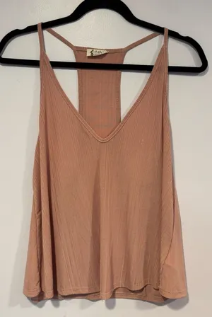 Pink flowy ribbed free people strappy tank‎ top thumbnail 1