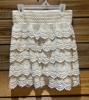 India Boutique White Lace Mini Skirt thumbnail 1