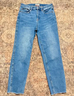 We The Free Free People Curvy High Rise Vintage Straight Jeans Cropped Blue 29 thumbnail 1