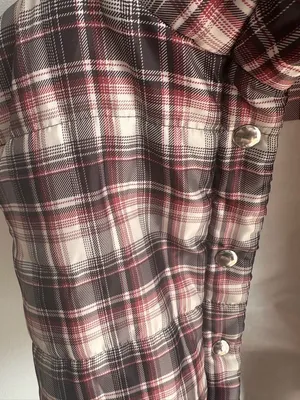 Active USA Plaid Puffer Vest in Burgundy and White thumbnail 3