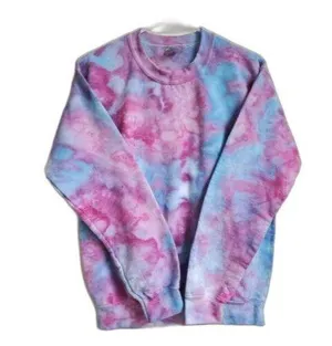 Gildan Sweatshirt Womens Small Tie Dye Pink Cotton Blend Long Sleeve Pullover thumbnail 1