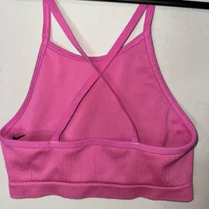 Nike Hot Pink Ribbed Sports Bra with Black Swoosh NEW Size XS thumbnail 6