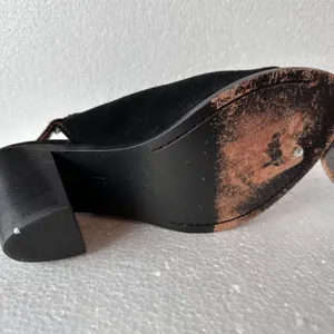 Frye Courtney Suede Slingback Heeled Mule Bootie Women's 10B Black 3.5" Heel thumbnail 11