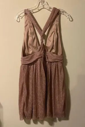 Lulus Metallic stripe twist back cocktail dress size large thumbnail 4