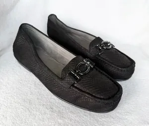 Aerosoles Women's Black Faux Leather Slip-On Loafer Flats 9.5 Square Toe thumbnail 1