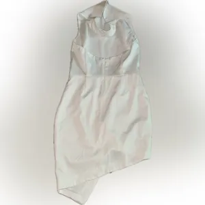 NEW ELLIATT Camo ASYMMETRIC White Ivory SATIN Halter DRAPED Cocktail dress sz S thumbnail 5