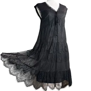 Garnet‎ Hill Babydoll Dress S Sheer Lace Overlay Bow Tie Whimsigoth Dark Fairy thumbnail 5