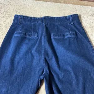 Halara High Waisted Wide Leg Jeans Women Size M Blue Raw Hem Front Patch Pockets thumbnail 6