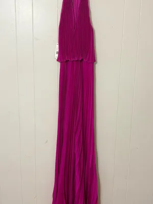 Aqua Dresses Pleated Halter Maxi Dress Fuchsia Gold Chain Size 0 XS NWT thumbnail 13