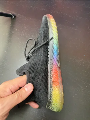Men's Black Knit Lace-Up Sneakers with Rainbow Sole thumbnail 7