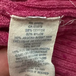Y2K American Eagle Womens Sweater Small Pink Cable Knit V Neck Preppy thumbnail 4