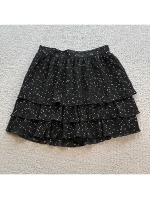 NWT Zara Black White Polka Dot Tiered Ruffle Mini Skirt Size Small thumbnail 6