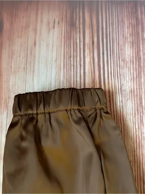 Allegra K Coffee Brown Drawstring Elastic Waist Tassel Satin Jogger Pants Sz XS thumbnail 8