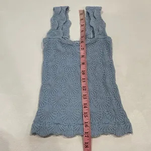 Intimately Free People Blue Textured Ruffle Tank Top Small Boho Y2K thumbnail 6
