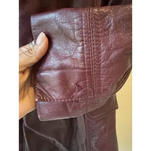 Vtg‎ Etienne Aigner Leather retro Jacket Sz 14 Burgundy Belted Button Front thumbnail 10