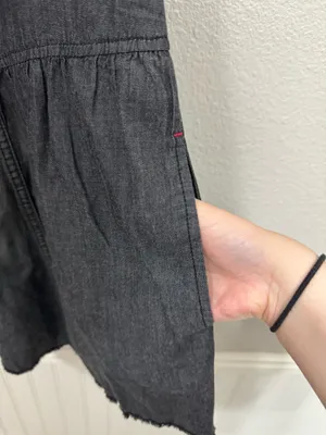 Free People Washed Black Denim Mini Dress Medium thumbnail 7
