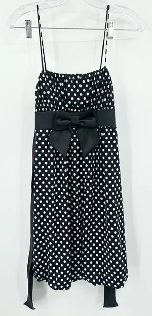 Taboo Vintage Black & White Polka‎ Dot Mini Dress Size Medium thumbnail 1