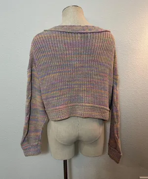 Urban Outfitters Multicolor Crop Oversized Knit Sweater thumbnail 4