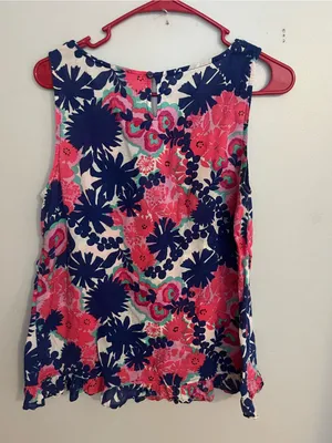 Lilly Pulitzer Navy, Coral & White Floral Sleeveless Camisole thumbnail 2