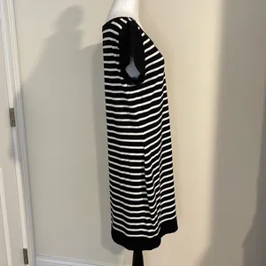 White House Black Market Women's Shift‎ Dress Keyhole Striped Black White Large thumbnail 4